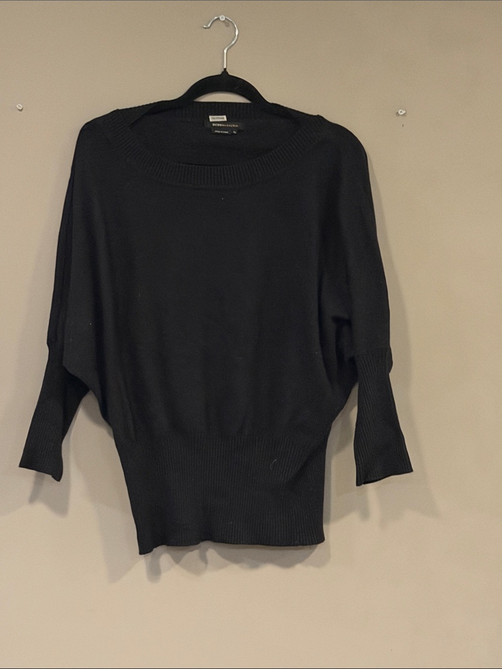 BCBGMaxAzria Black Dolman-Sleeve Crewneck Sweater